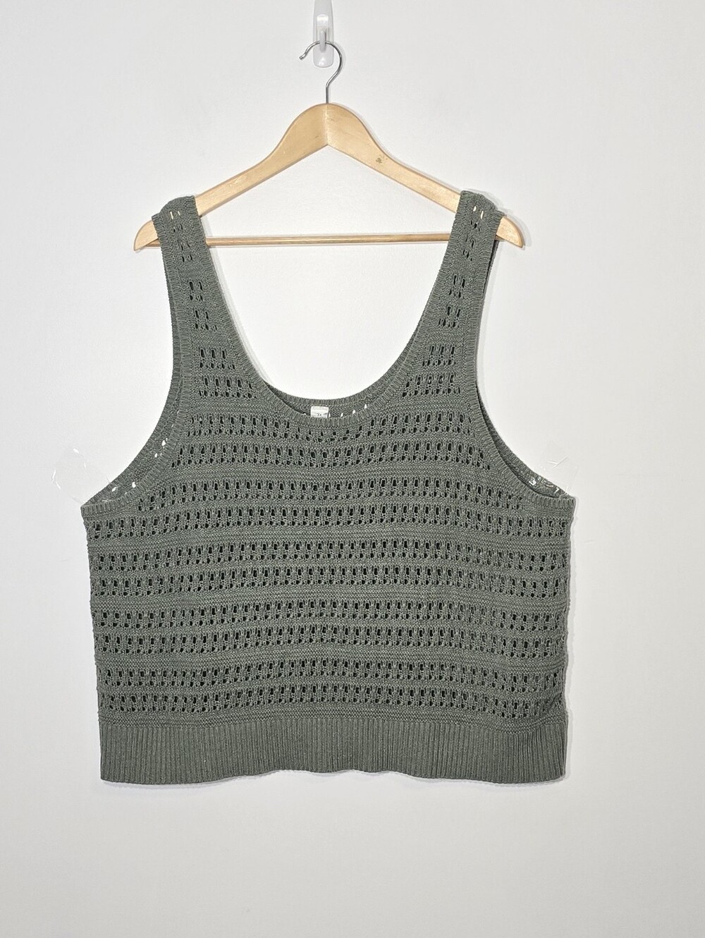 Old Navy Olive 100% Cotton Crocheted Crop Tank Top Breathable Plus Size 3X